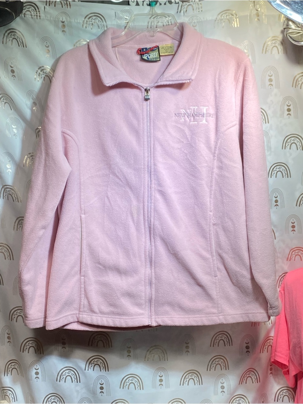 Light Pink Full-Zip Fleece Jacket - New Hampshire Embroidered